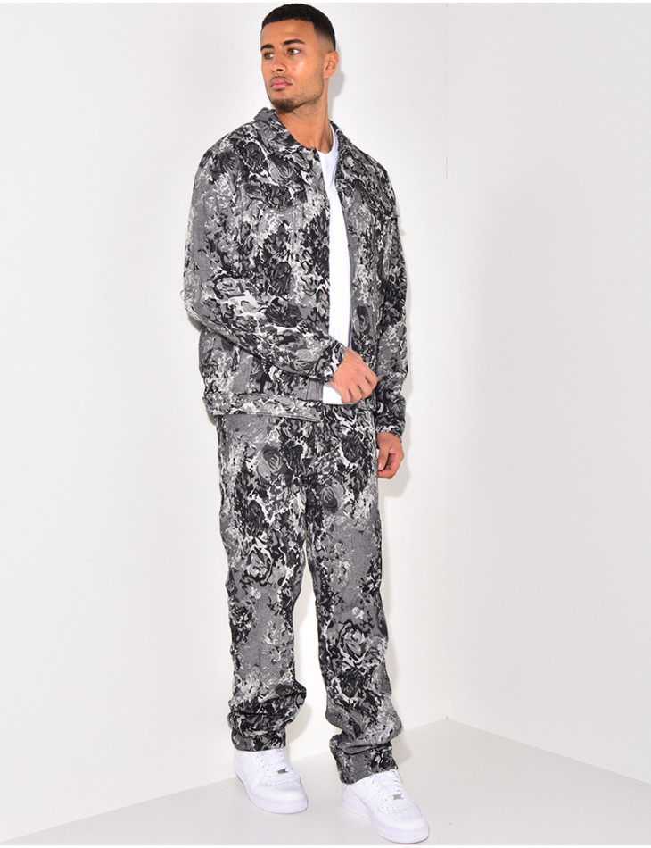 Ensemble jeans et veste en jeans destroy