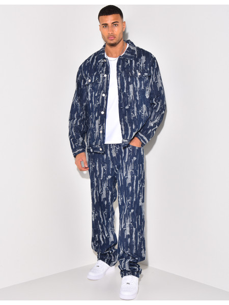 Ensemble jeans et veste en jeans destroy