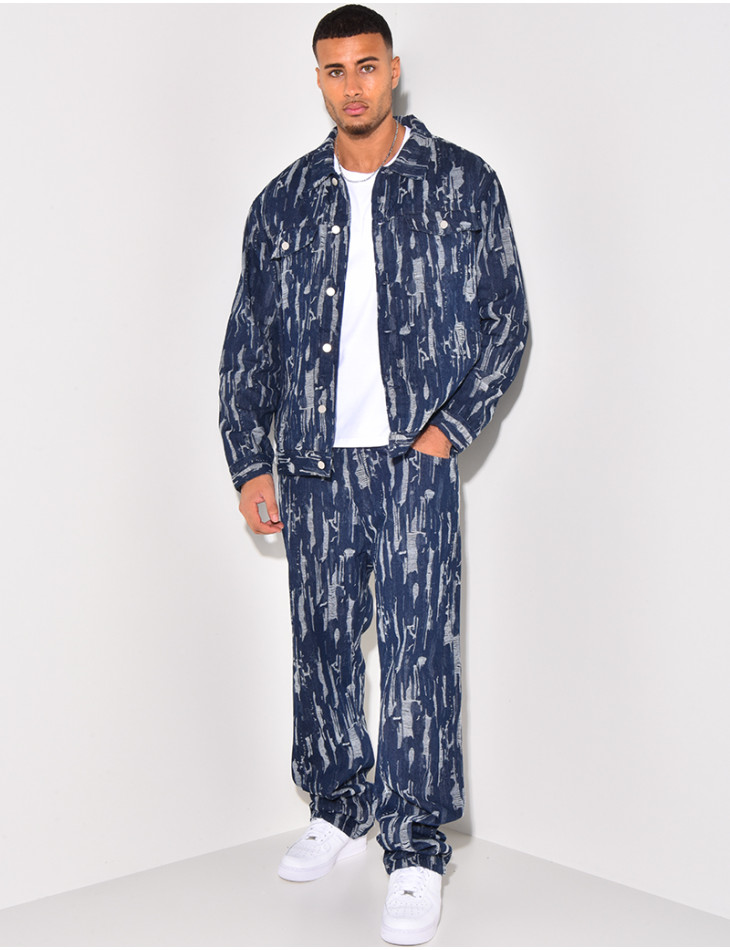 Ensemble jeans et veste en jeans destroy