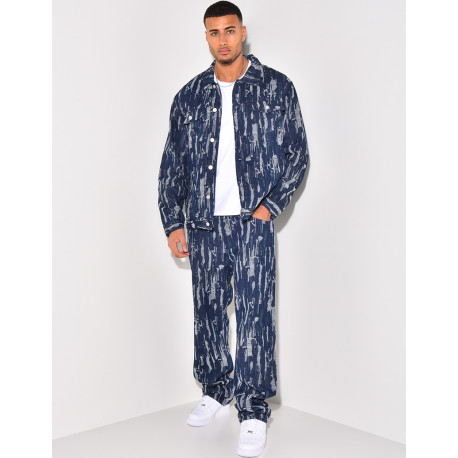 Ensemble jeans et veste en jeans destroy