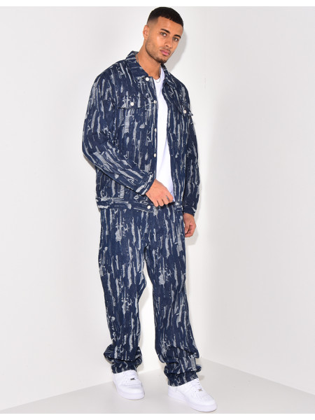 Ensemble jeans et veste en jeans destroy
