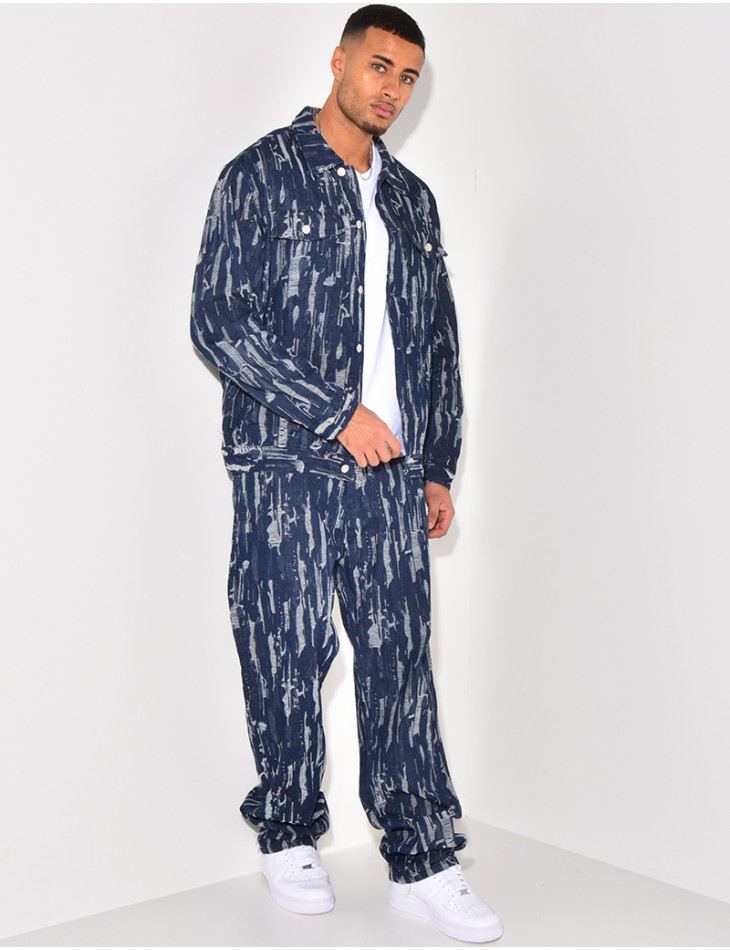 Ensemble jeans et veste en jeans destroy