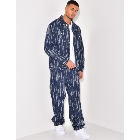 Ensemble jeans et veste en jeans destroy