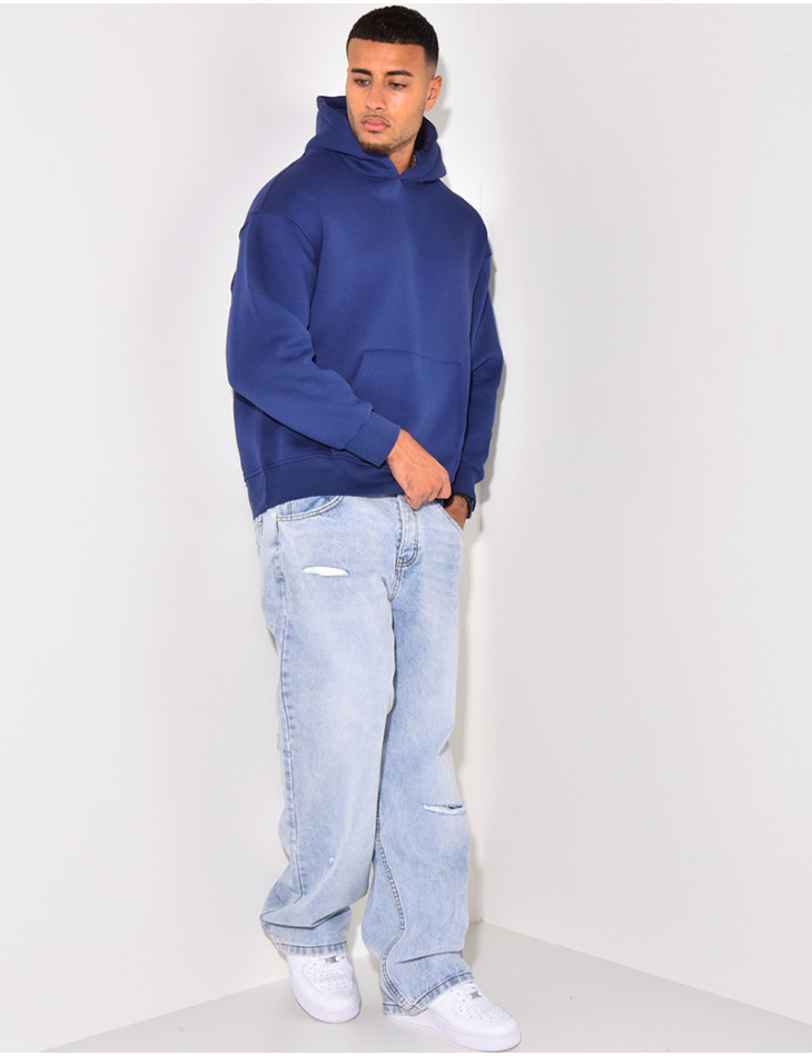 Sweat à Capuche Homme - Coupe Ample, Uni, Poches Kangourou - Confortable Et Chaud, Idéal Décontracté