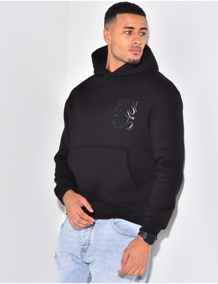 Sweat à capuche écriture en relief
