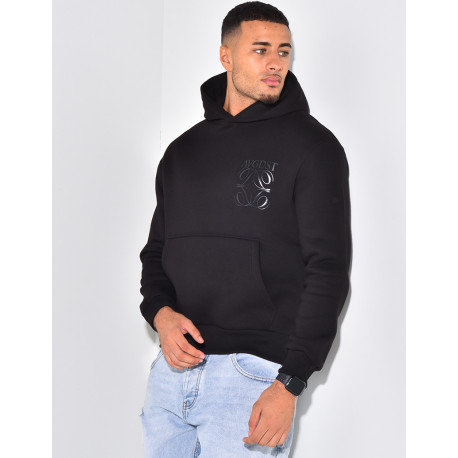Sweat à capuche écriture en relief