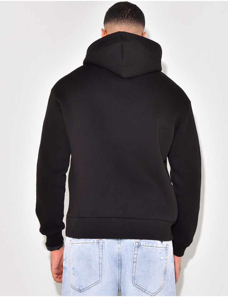 Sweat à capuche écriture en relief