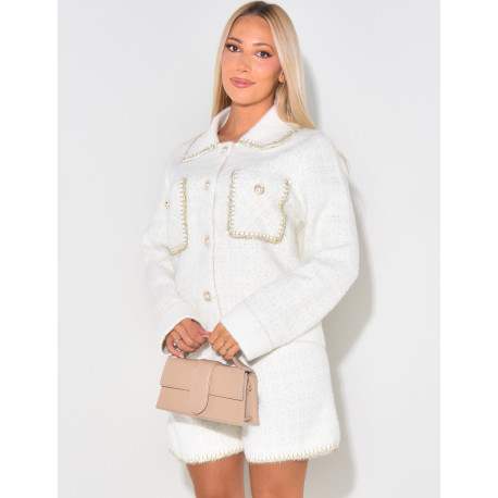 Set aus Weste und Shorts aus Wolle mit Perlenknöpfen