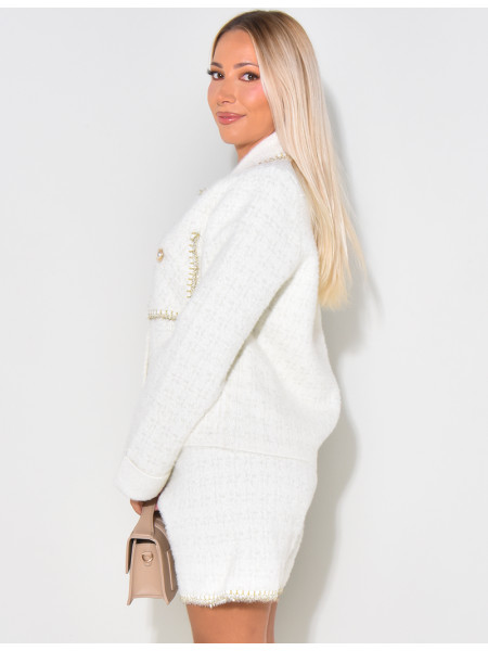 Set aus Weste und Shorts aus Wolle mit Perlenknöpfen