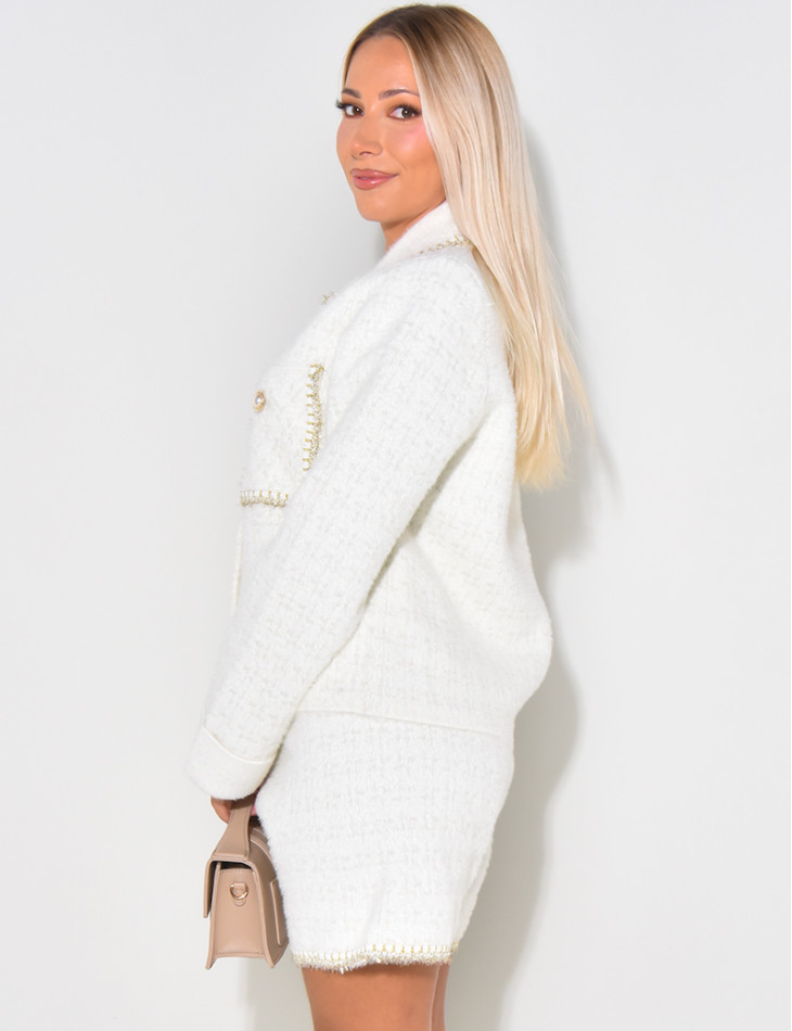 Set aus Weste und Shorts aus Wolle mit Perlenknöpfen