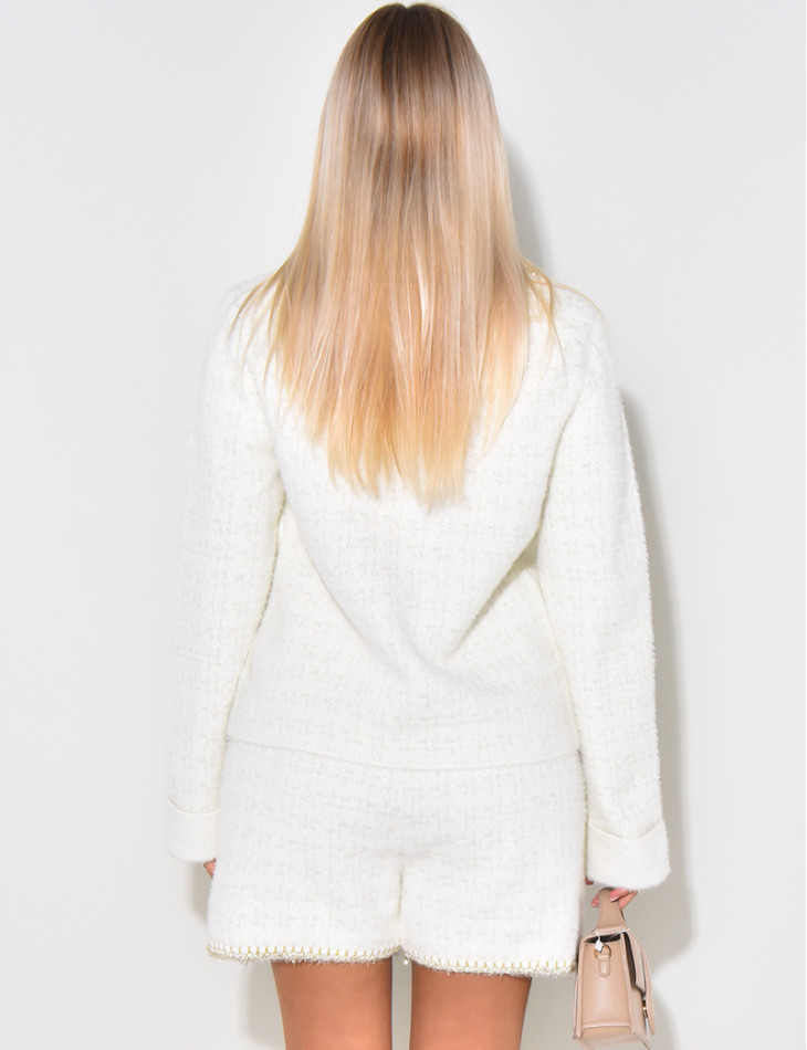 Set aus Weste und Shorts aus Wolle mit Perlenknöpfen