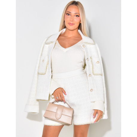 Set aus Weste und Shorts aus Wolle mit Perlenknöpfen