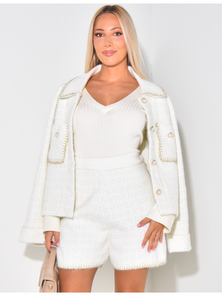 Set aus Weste und Shorts aus Wolle mit Perlenknöpfen