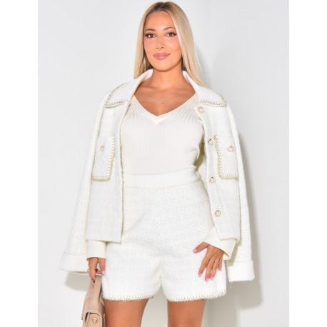 Set aus Weste und Shorts aus Wolle mit Perlenknöpfen