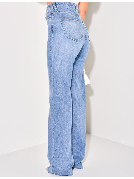 Jeans mit hoher Taille gerader Schnitt verwaschen