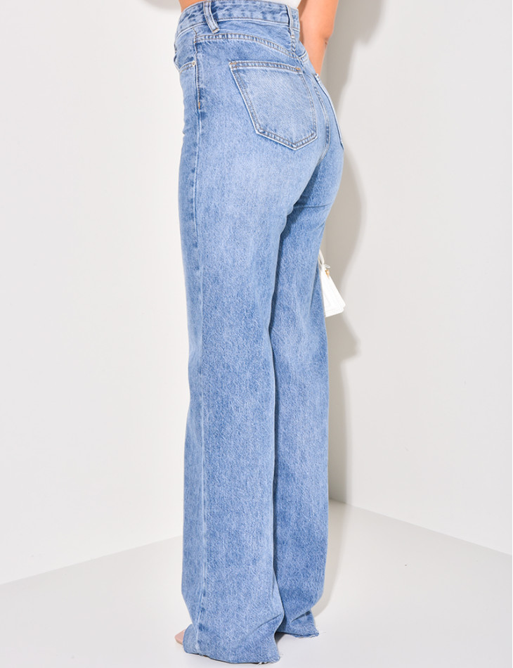 Jeans mit hoher Taille gerader Schnitt verwaschen