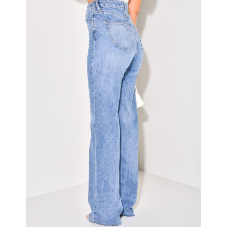 Jeans mit hoher Taille gerader Schnitt verwaschen