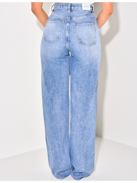 Jeans mit hoher Taille gerader Schnitt verwaschen