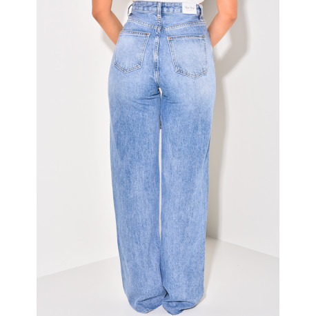 Jeans mit hoher Taille gerader Schnitt verwaschen