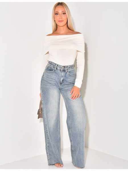 Jeans mit hoher Taille und Vintage-Waschung