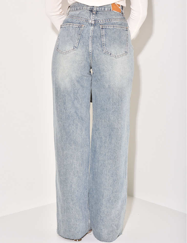 Jeans mit hoher Taille und Vintage-Waschung