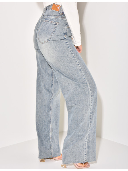 Jeans mit hoher Taille und Vintage-Waschung