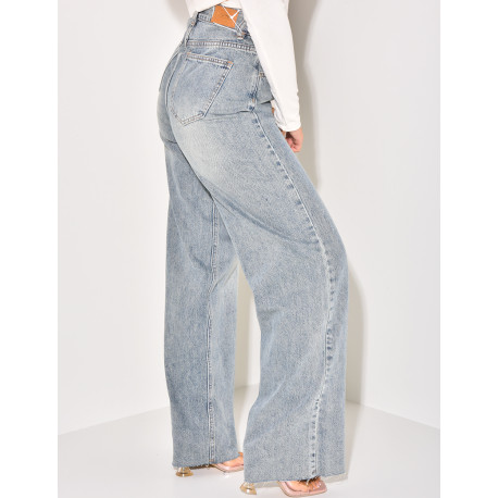 Jeans mit hoher Taille und Vintage-Waschung