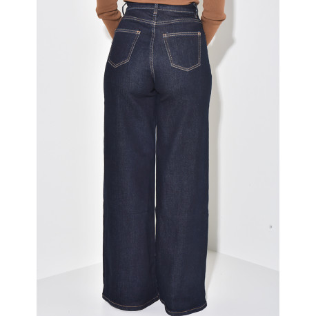 Stretchy high-waisted straight-leg jeans with laces