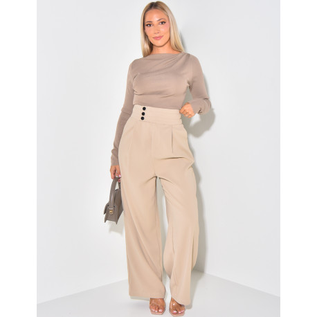 Fließende Schneiderhose mit Knöpfen