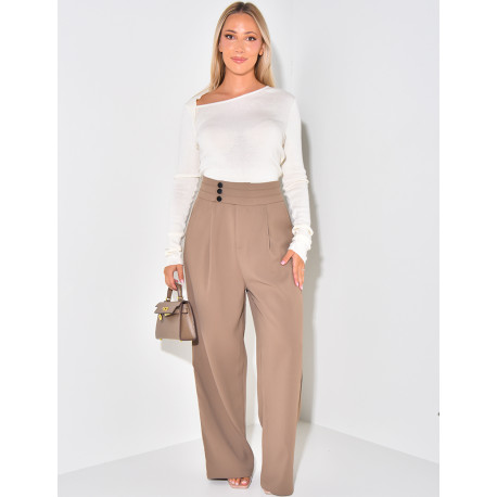 Pantalon de tailleur fluide à boutons