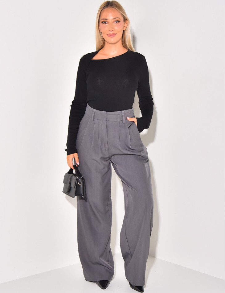 Straight-leg tailored trousers
