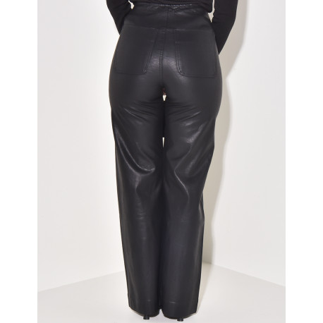 Pantalon coupe droite en similicuir