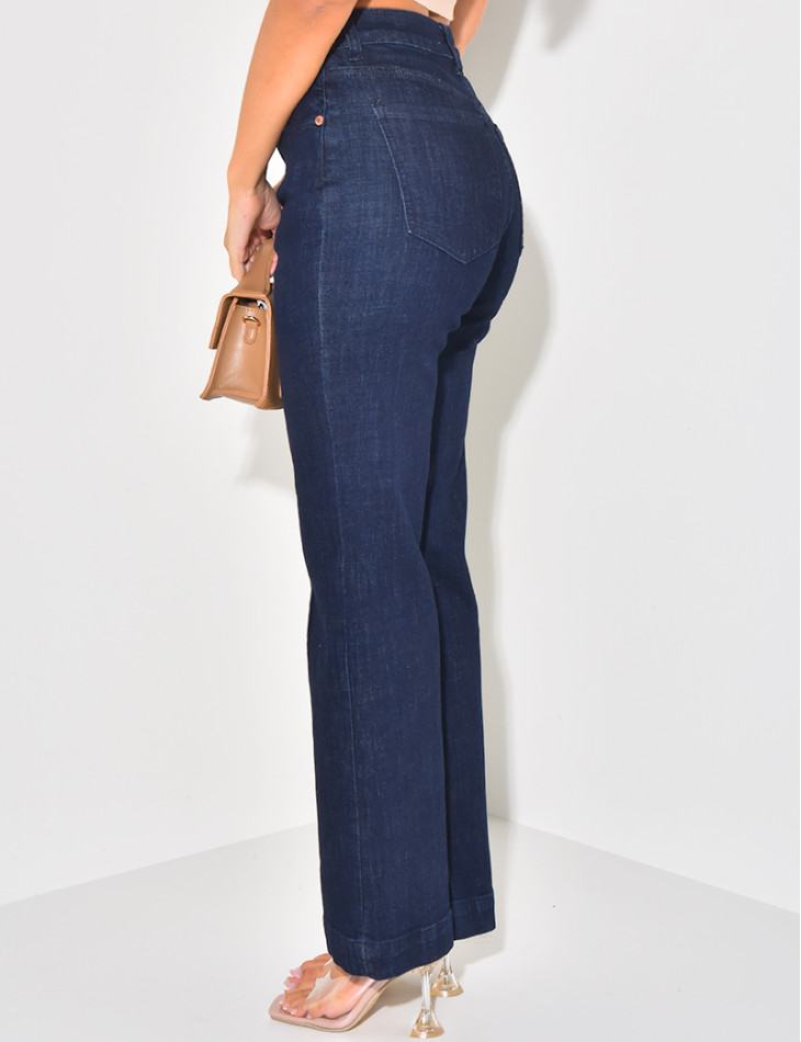 Stretchy wide-leg jeans in raw blue