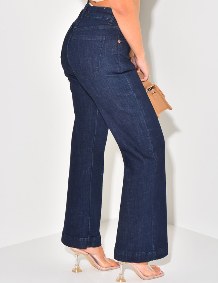 Stretchy wide-leg jeans in raw blue