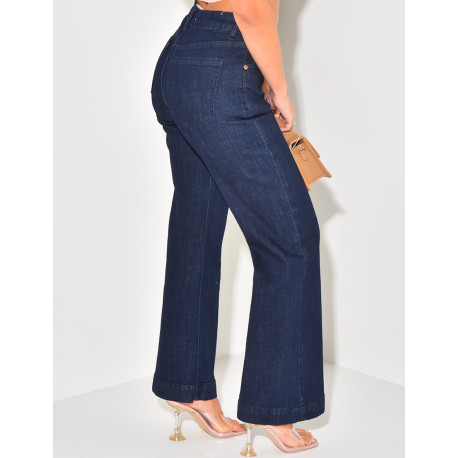Stretchy wide-leg jeans in raw blue
