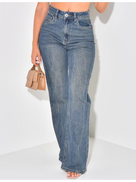Jeans coupe droite stretchy délavé