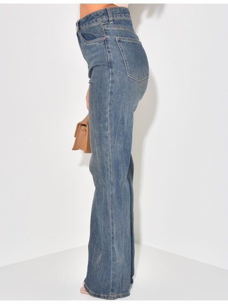 Jeans coupe droite stretchy délavé