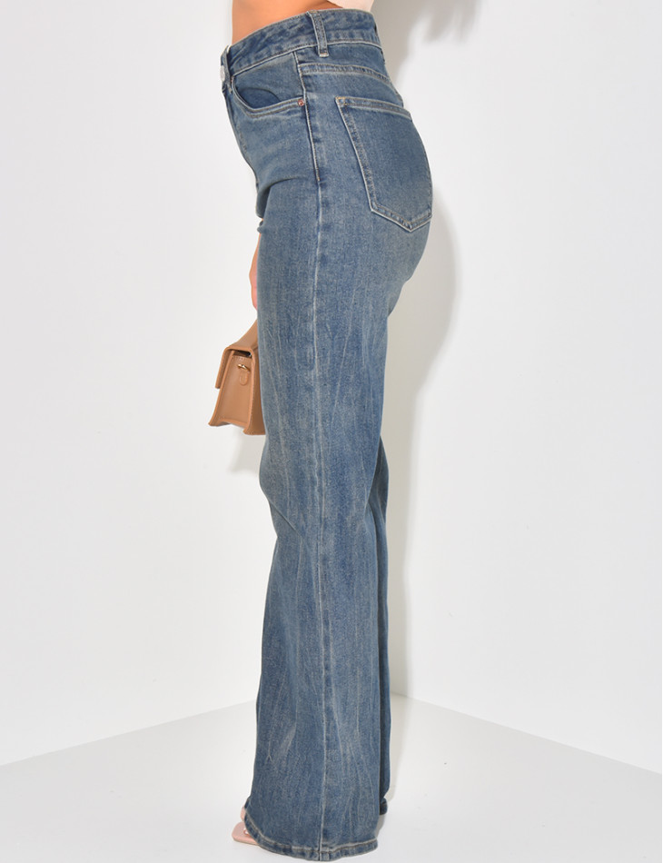 Jeans coupe droite stretchy délavé