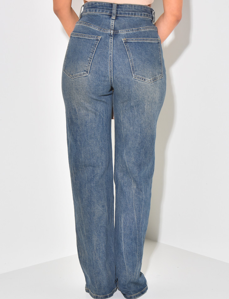 Jeans coupe droite stretchy délavé