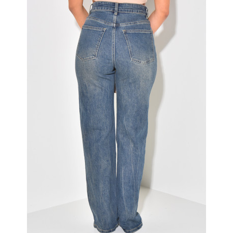 Jeans coupe droite stretchy délavé