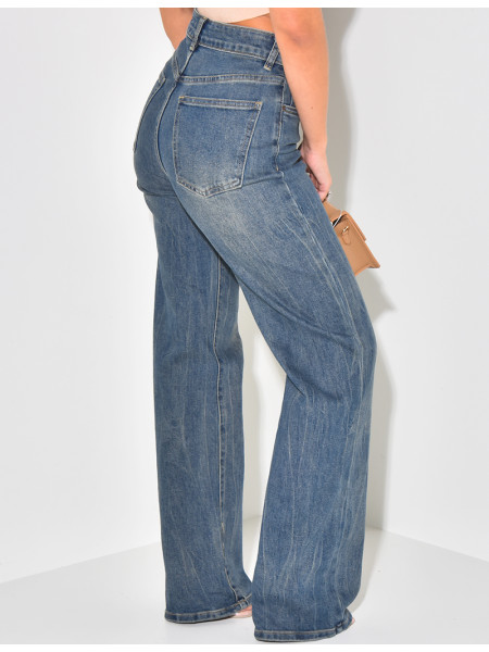 Jeans coupe droite stretchy délavé