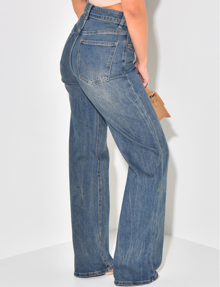 Jeans coupe droite stretchy délavé