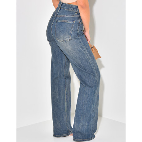 Jeans coupe droite stretchy délavé