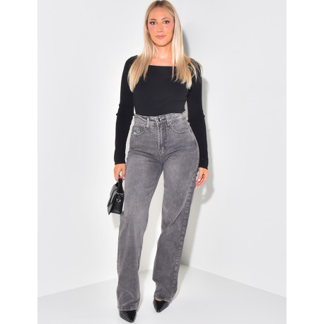 Jeans taille haute stretchy effet destroy