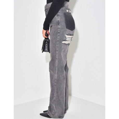 Jeans taille haute stretchy effet destroy