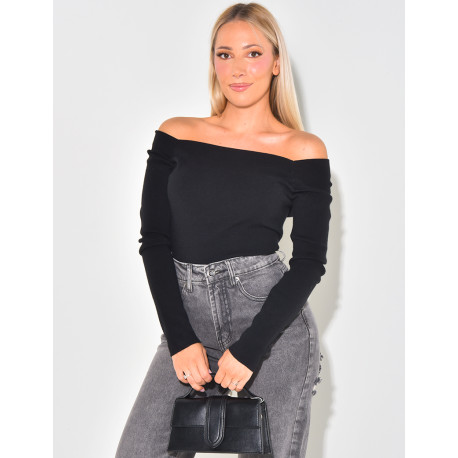 Weicher Pullover mit quadratischem Kragen ( kann auf 2 Arten getragen werden).