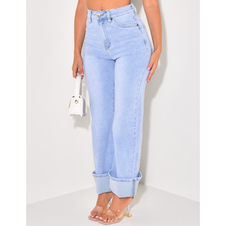 Light blue stretchy jeans with cuffs