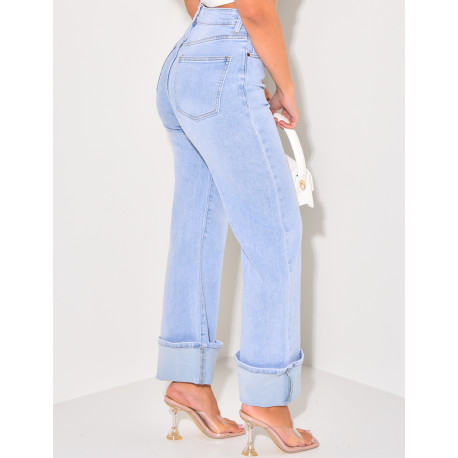 Light blue stretchy jeans with cuffs