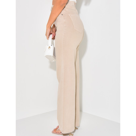 Stretchy high-waisted straight-leg jeans