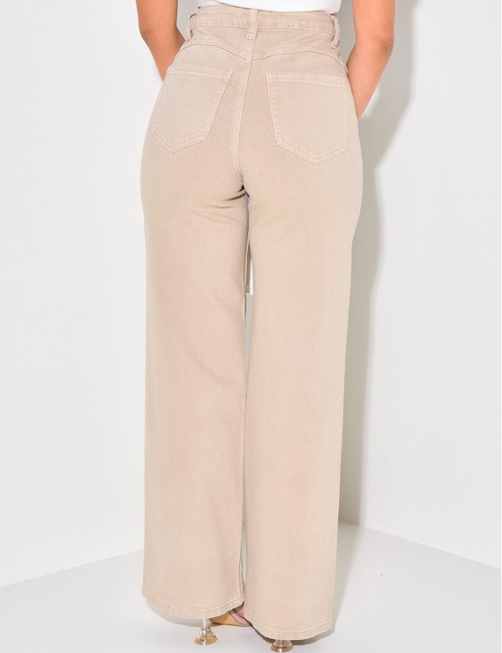 Stretchy high-waisted straight-leg jeans